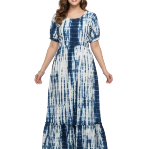 blue and white tie-dye Frocks